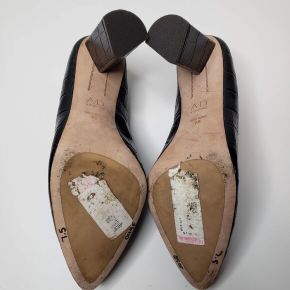 AD and Daughters Esmea Black Leather Croc Embossed Heels 7.5 - Picture 9 of 12